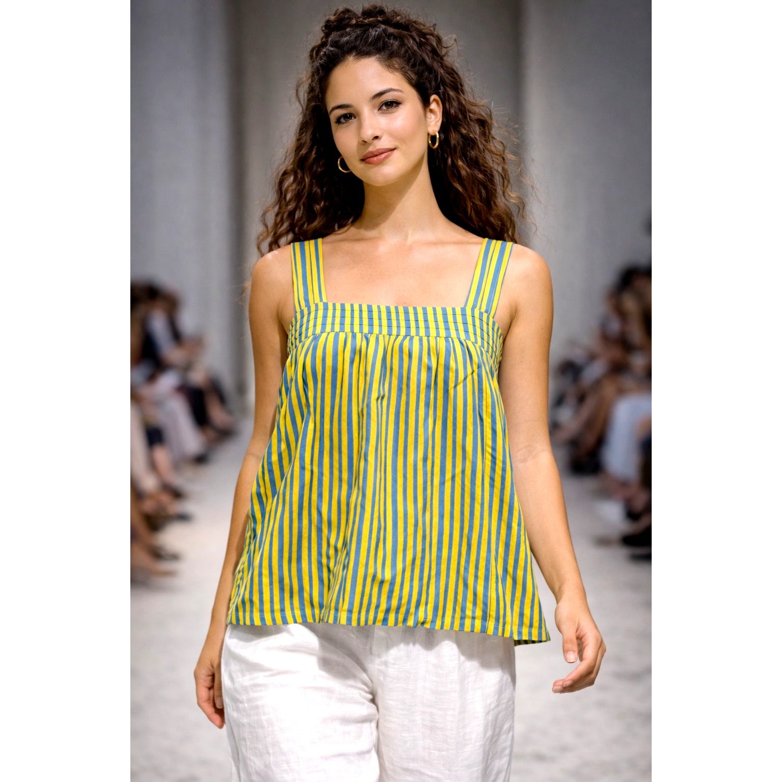 Natalie Martin Jasmine Top Painted Stripe Dandelion Multiple Sizes